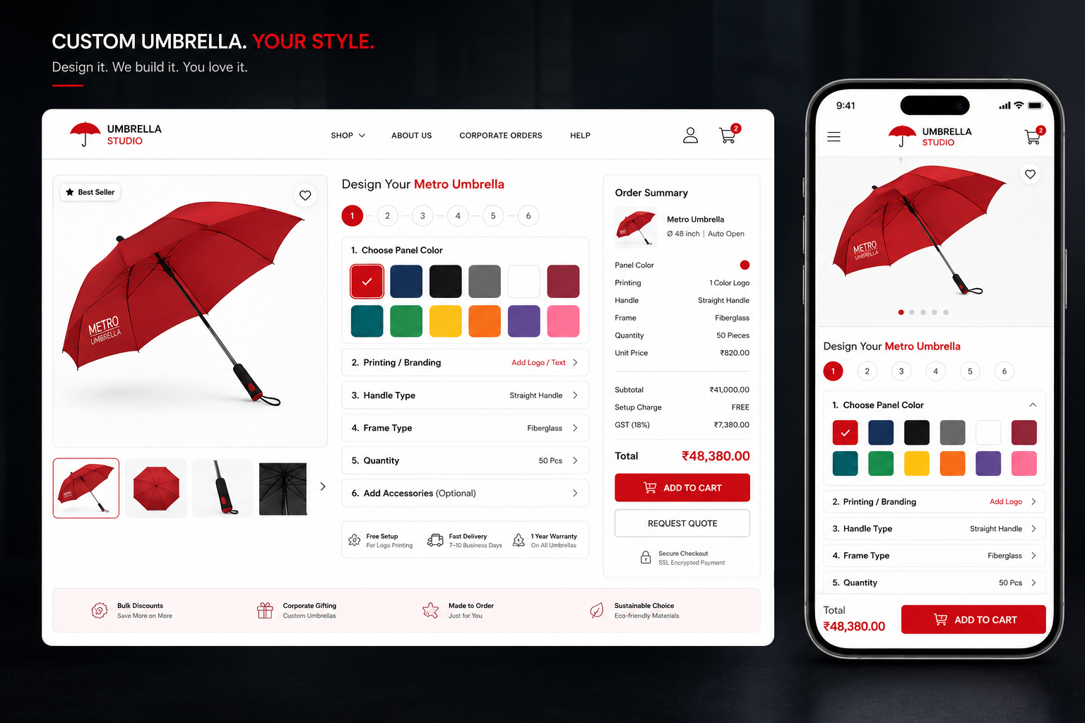 Umbrella Studio storefront built by appwharf commerce